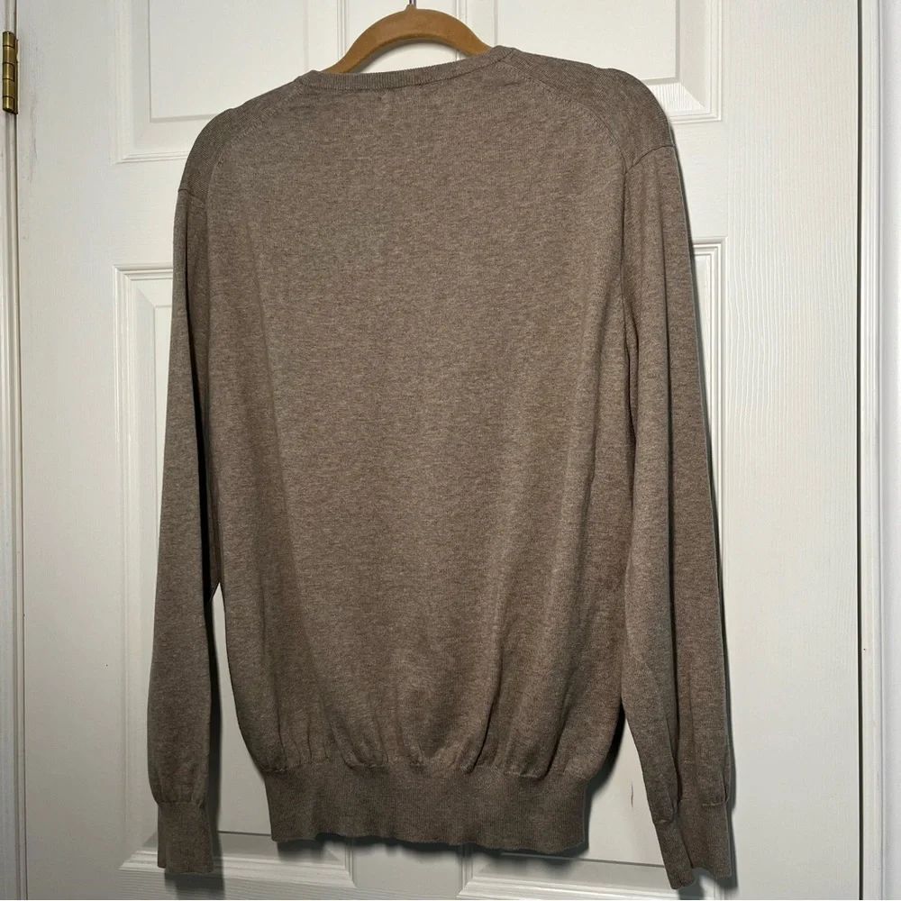Polo Ralph Lauren Tan Pima Cotton V-neck Sweater Size Large